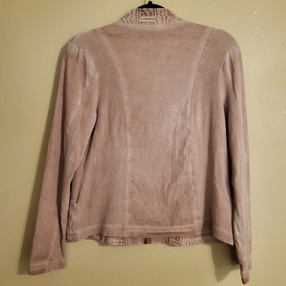 XCVI Dusty Pink Stretchy Crochet Lace Mockneck Full Zip Jacket Women's Size M - Picture 4 of 9
